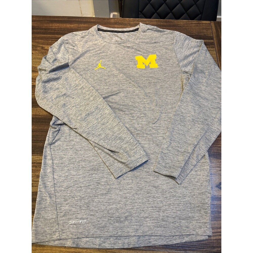 Nike Jordan Brand University of Michigan Dri-Fit Long Sleeve Grey Size Small EUC